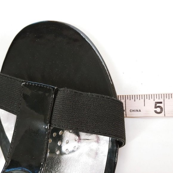 Lane Bryant Womens T Strap Wedge Sandals Cork Midsole‎ Zip Strappy Black 9W - Picture 7 of 10